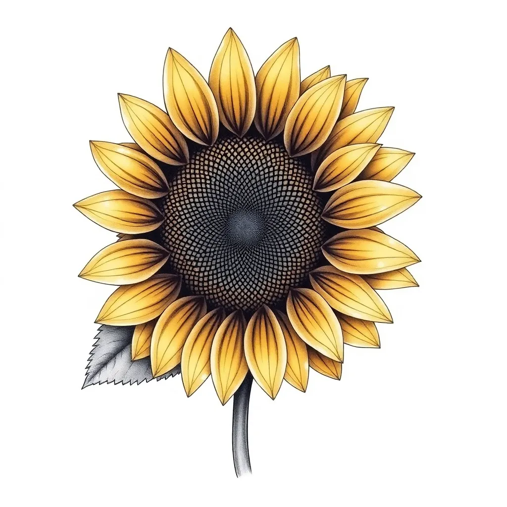 A highly detailed realism sunflower turning toward the light with every petal and seed rendered in botanical detail