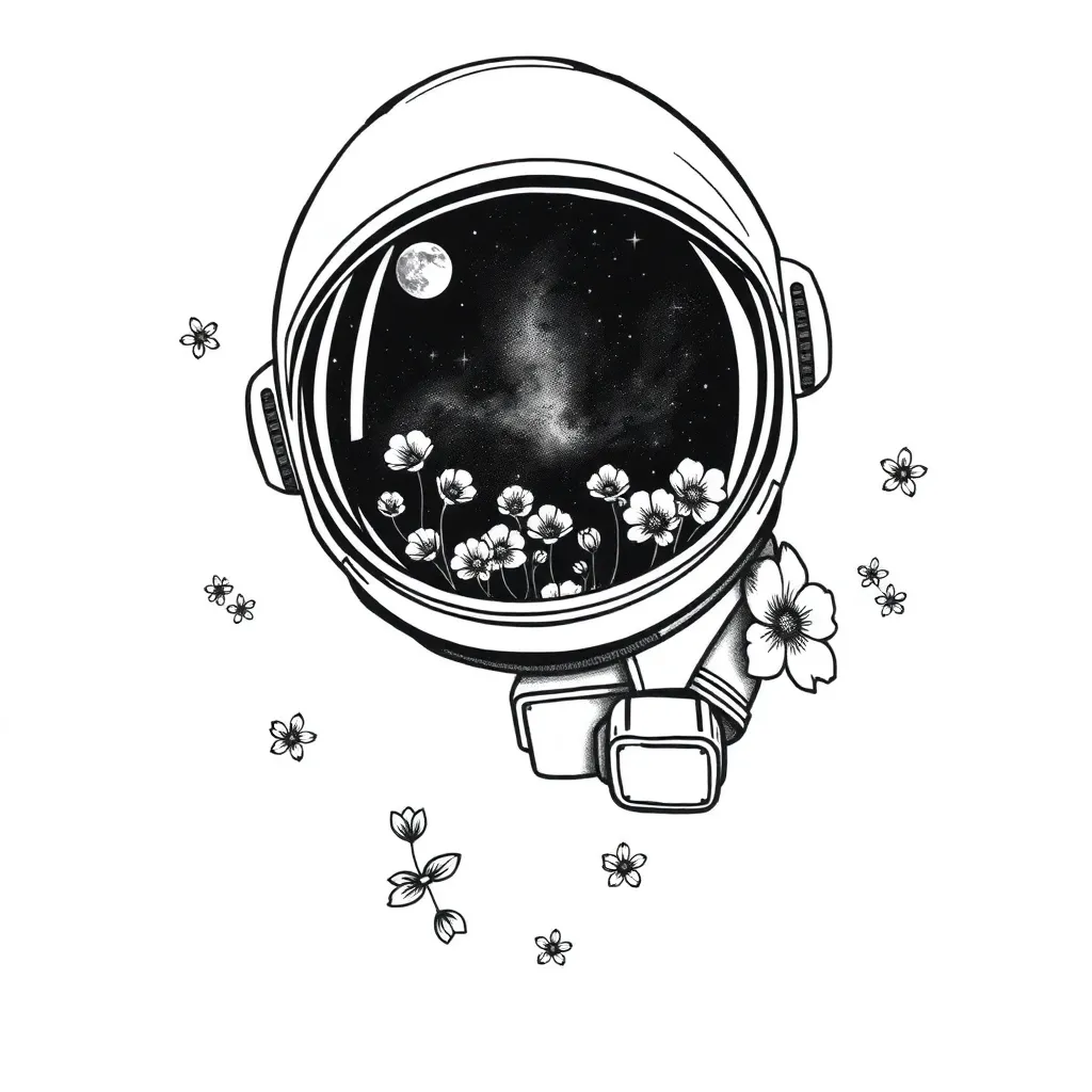 Diseño de tatuaje Espacio estilo Ilustrativo