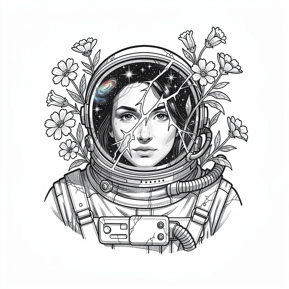 Diseño de tatuaje Espacio estilo Ilustrativo