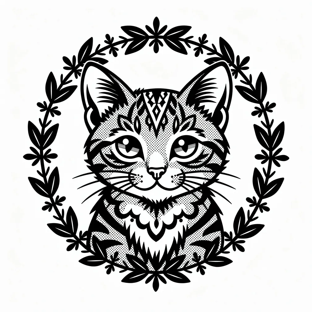A blackwork memorial tattoo featuring a kitten pawprint with soft shading and subtle heart elements honoring Miso.