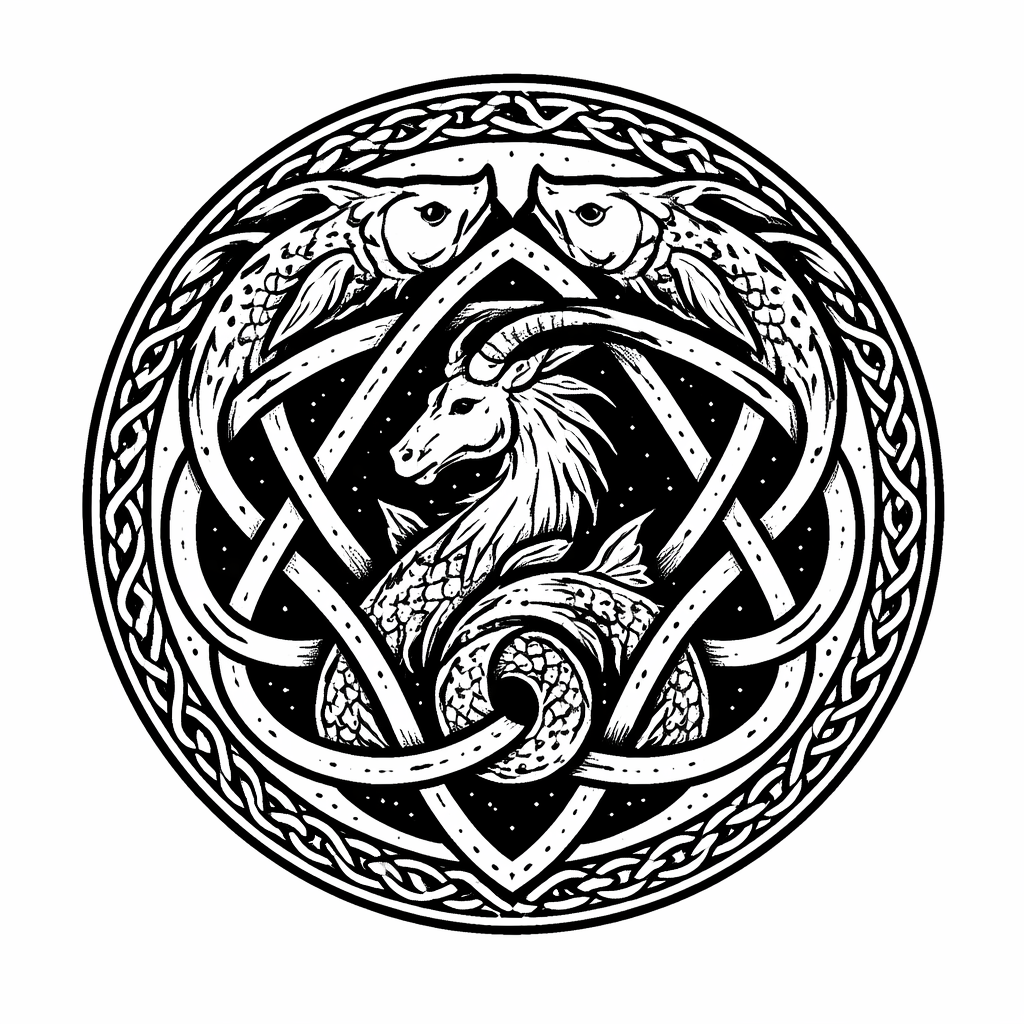 Diseño de tatuaje Zodíaco estilo Blackwork