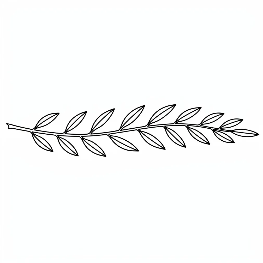 A minimalist olive branch armband wrapping around the arm with clean fine-line leaves and simple stems.