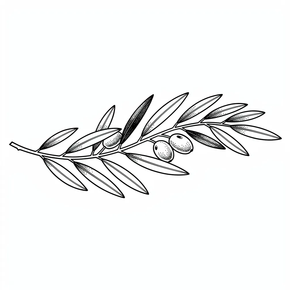 A fine-line olive branch armband wrapping around the limb with delicate leaves and clean linework.