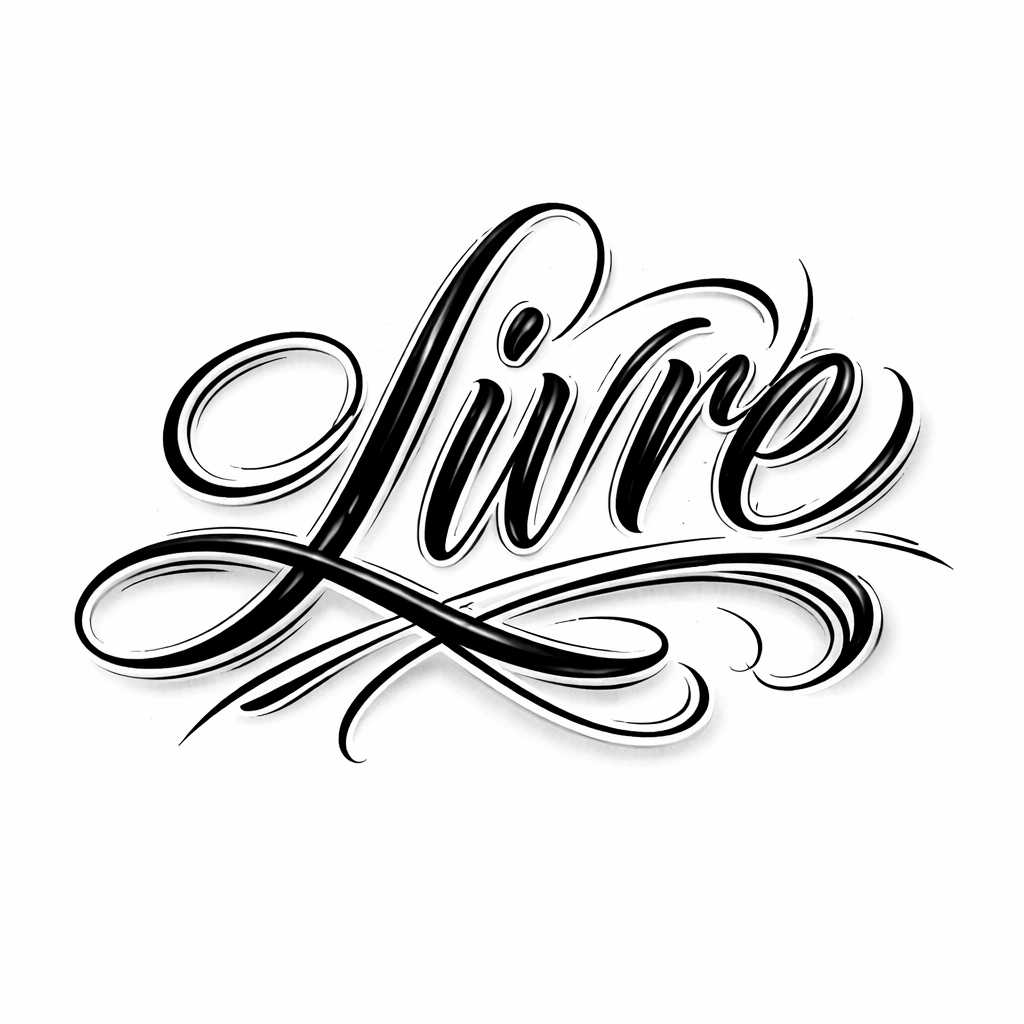 Chicano-style shaded black and grey script spelling the word 'livre' with bold strokes and soft shadowing