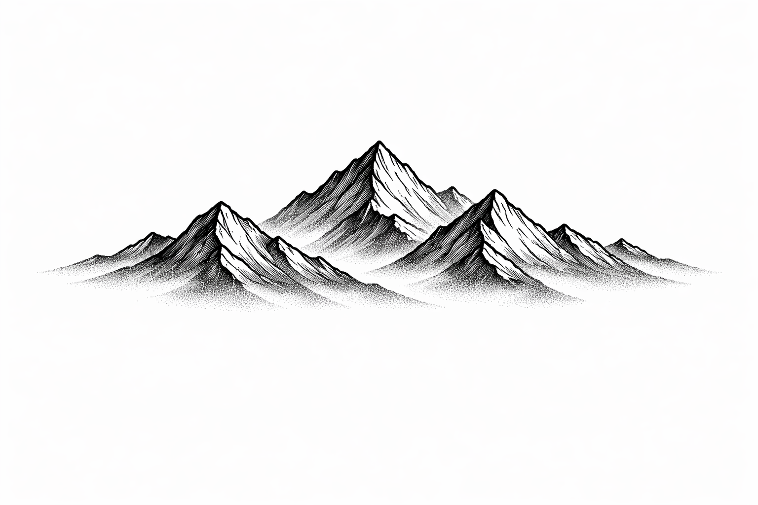 A minimalist black silhouette of a mountain ridge with clean edges evoking a calm landscape.