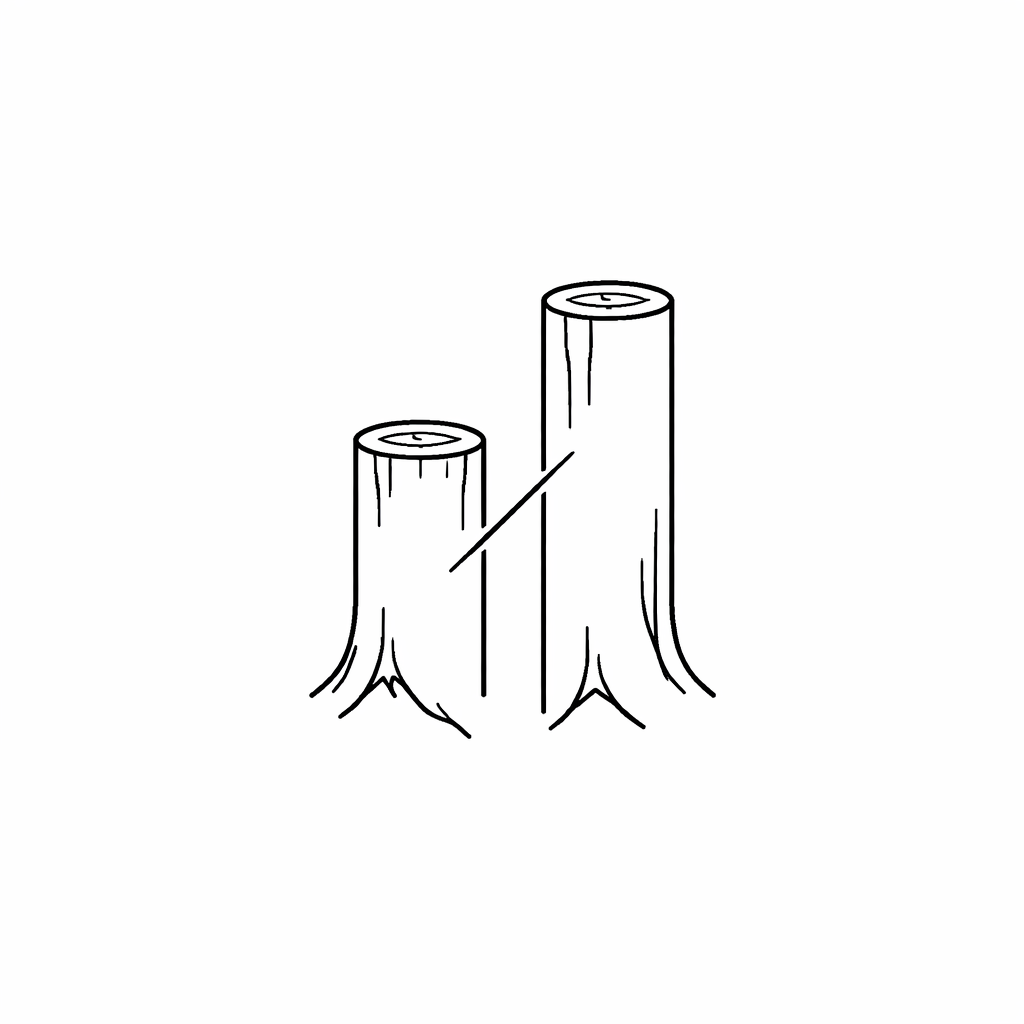 Minimalist Twenty One Pilots logo formed from small tree-stump shapes in simple black linework.
