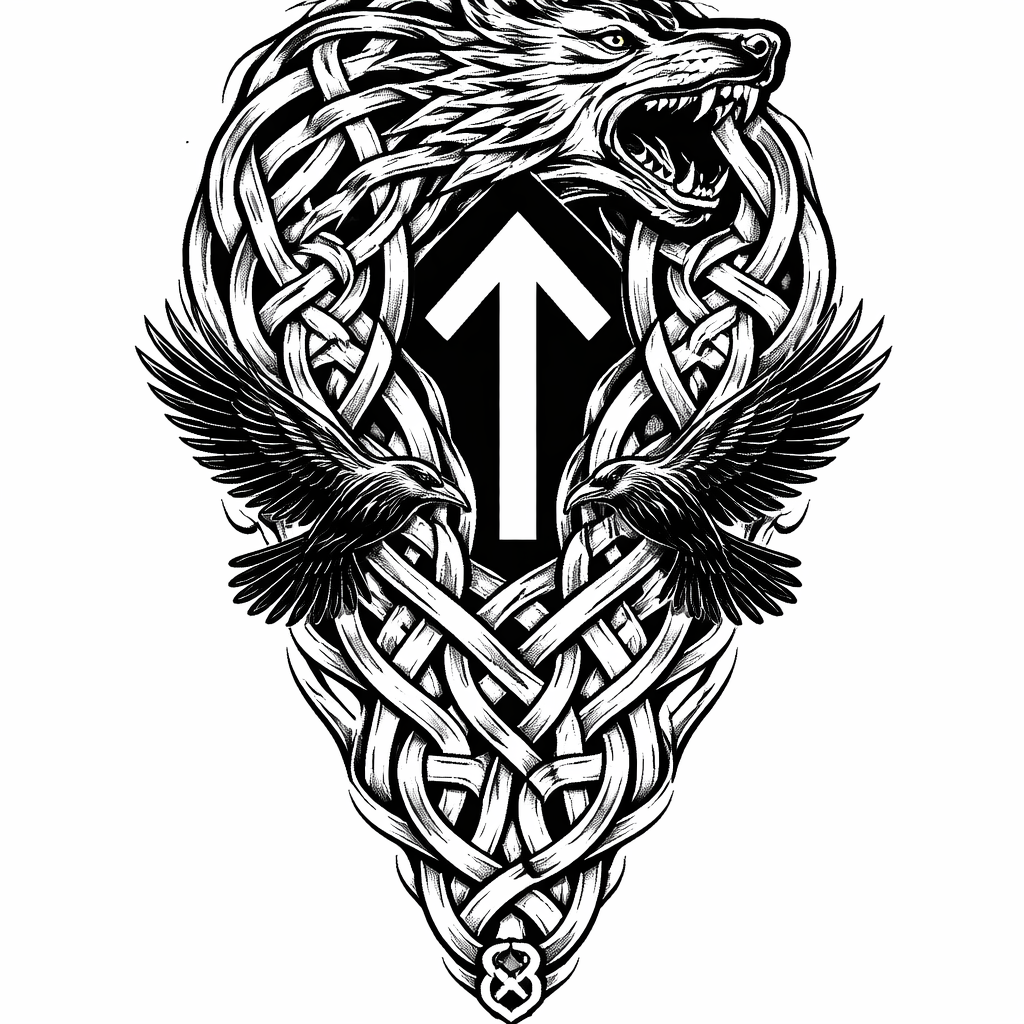Diseño de tatuaje Sleeve estilo Blackwork
